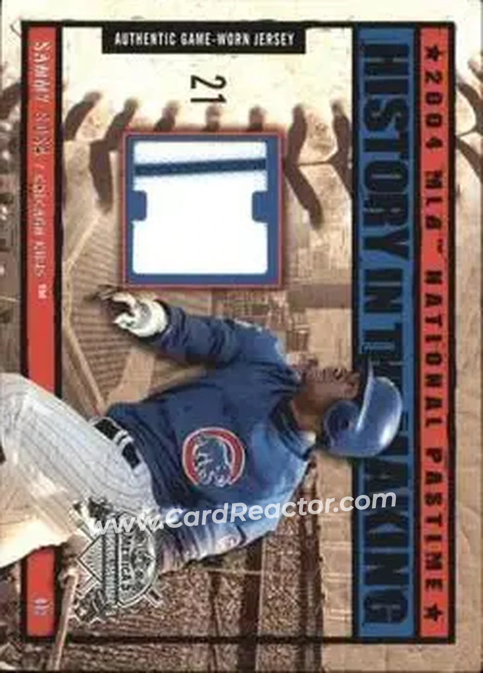 2004 Fleer National Pastime - History in the Making Jersey #HM-SS - Sammy Sosa - Chicago Cubs - Front