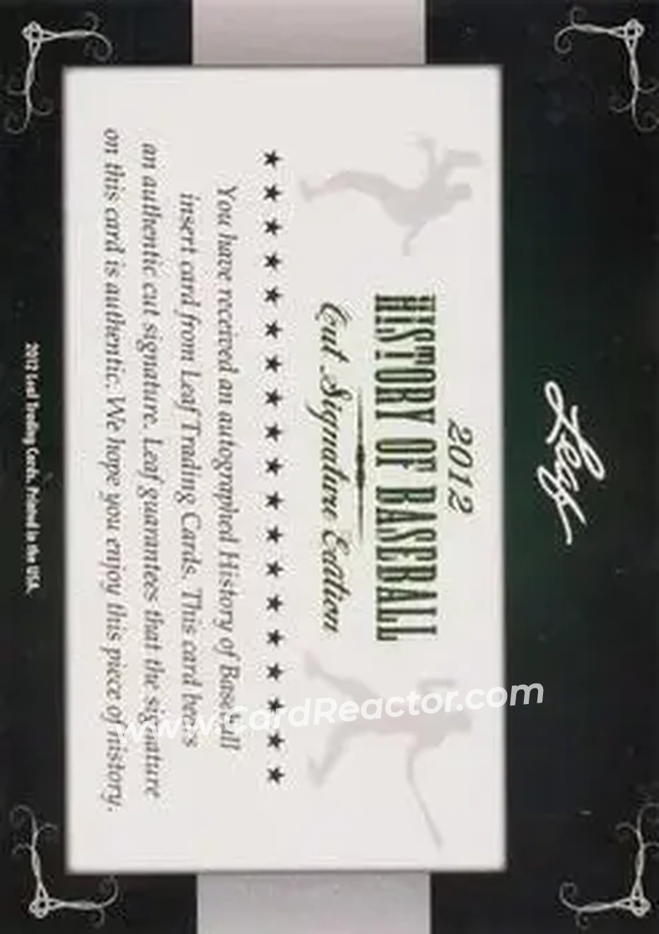 2012 Leaf Cut Signature History of Baseball #NNO - Chuck Klein - Back 2012 Leaf Cut Signature History of Baseball #NNO - Chuck Klein - Back