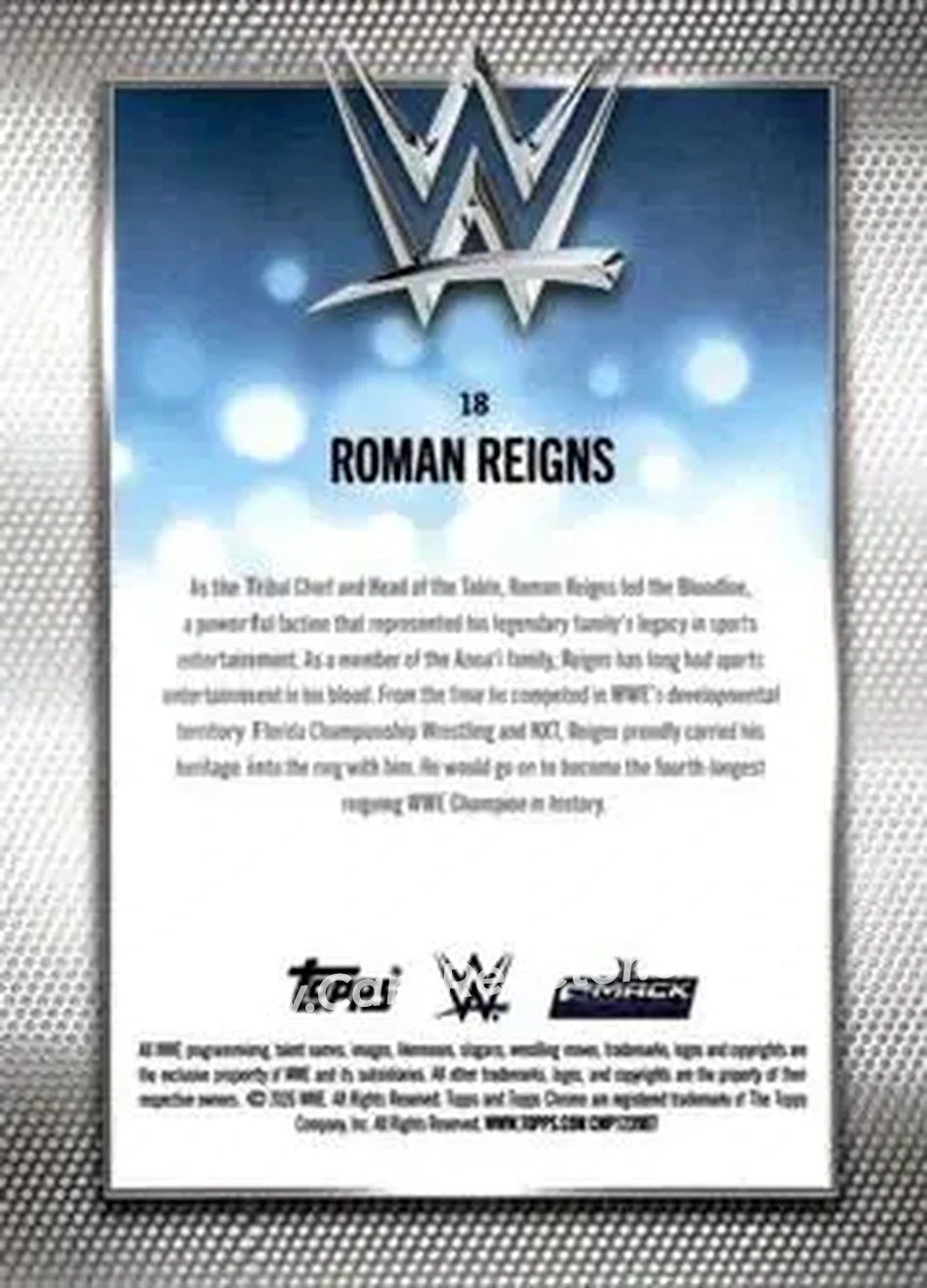 2026 Topps Chrome Sapphire Edition WWE - Gold #18 - Roman Reigns - Back 2026 Topps Chrome Sapphire Edition WWE - Gold #18 - Roman Reigns - Back