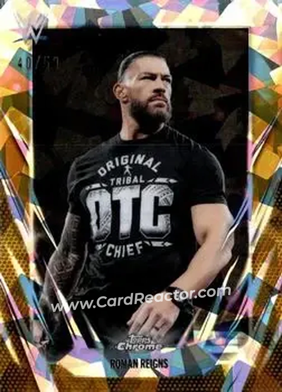 2026 Topps Chrome Sapphire Edition WWE - Gold #18 - Roman Reigns - Front 2026 Topps Chrome Sapphire Edition WWE - Gold #18 - Roman Reigns - Front