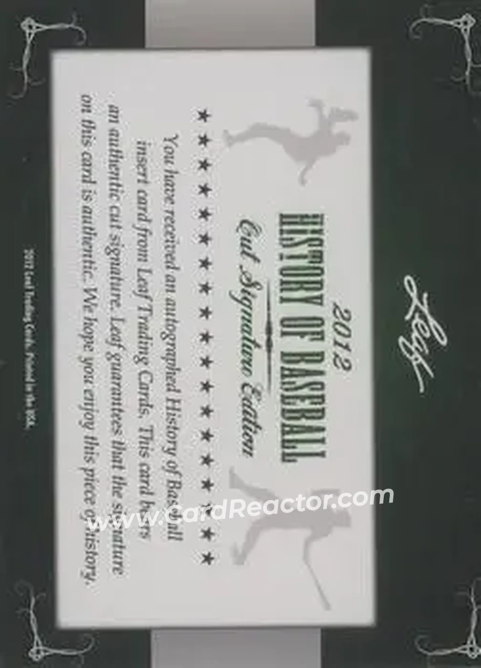 2012 Leaf Cut Signature History of Baseball #NNO - Gary Carter - Back 2012 Leaf Cut Signature History of Baseball #NNO - Gary Carter - Back
