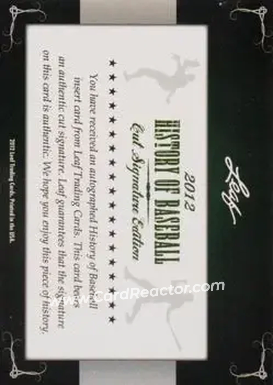 2012 Leaf Cut Signature History of Baseball #NNO - Juan Marichal - Back