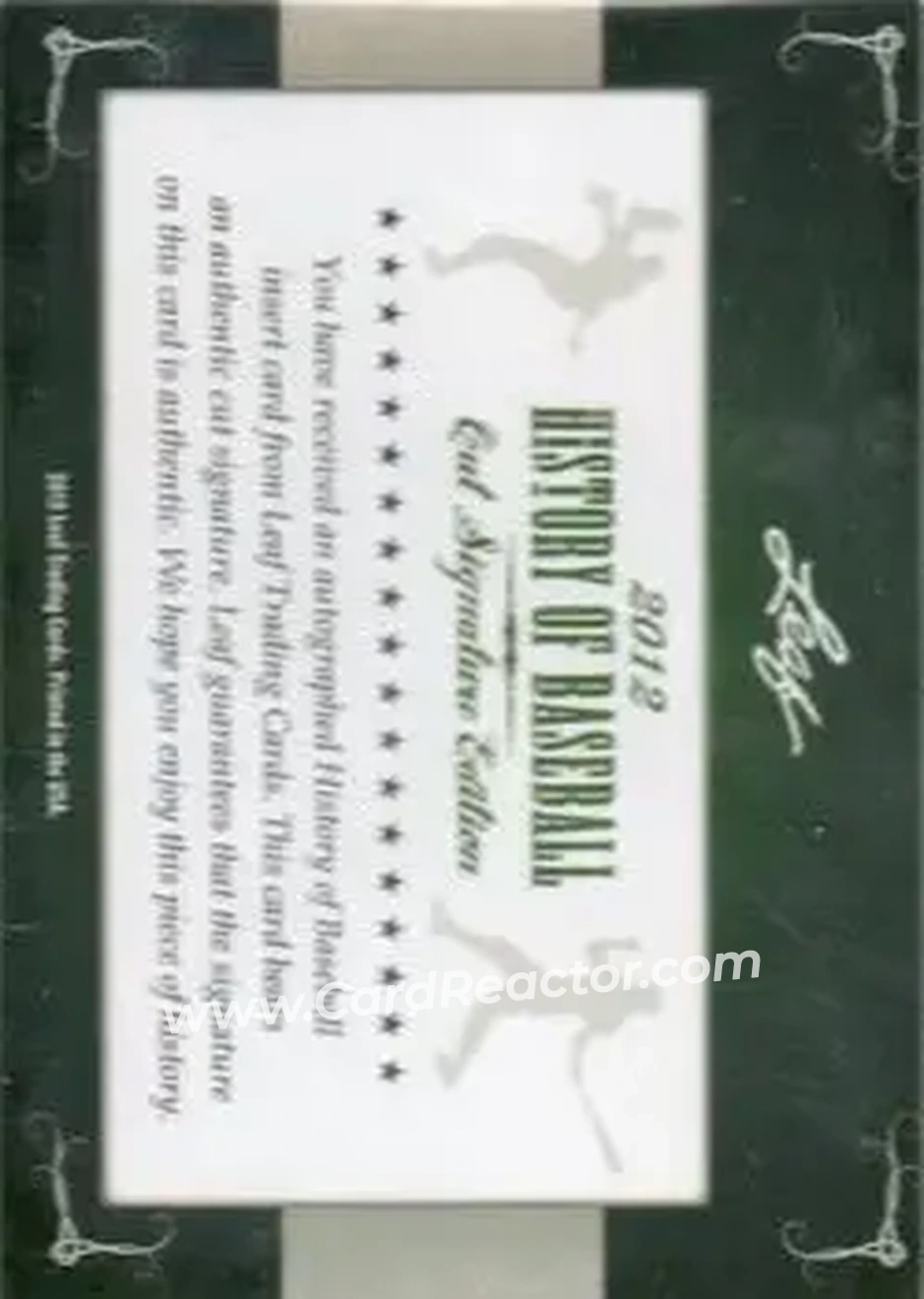 2012 Leaf Cut Signature History of Baseball #NNO - Ray Katt - Back 2012 Leaf Cut Signature History of Baseball #NNO - Ray Katt - Back