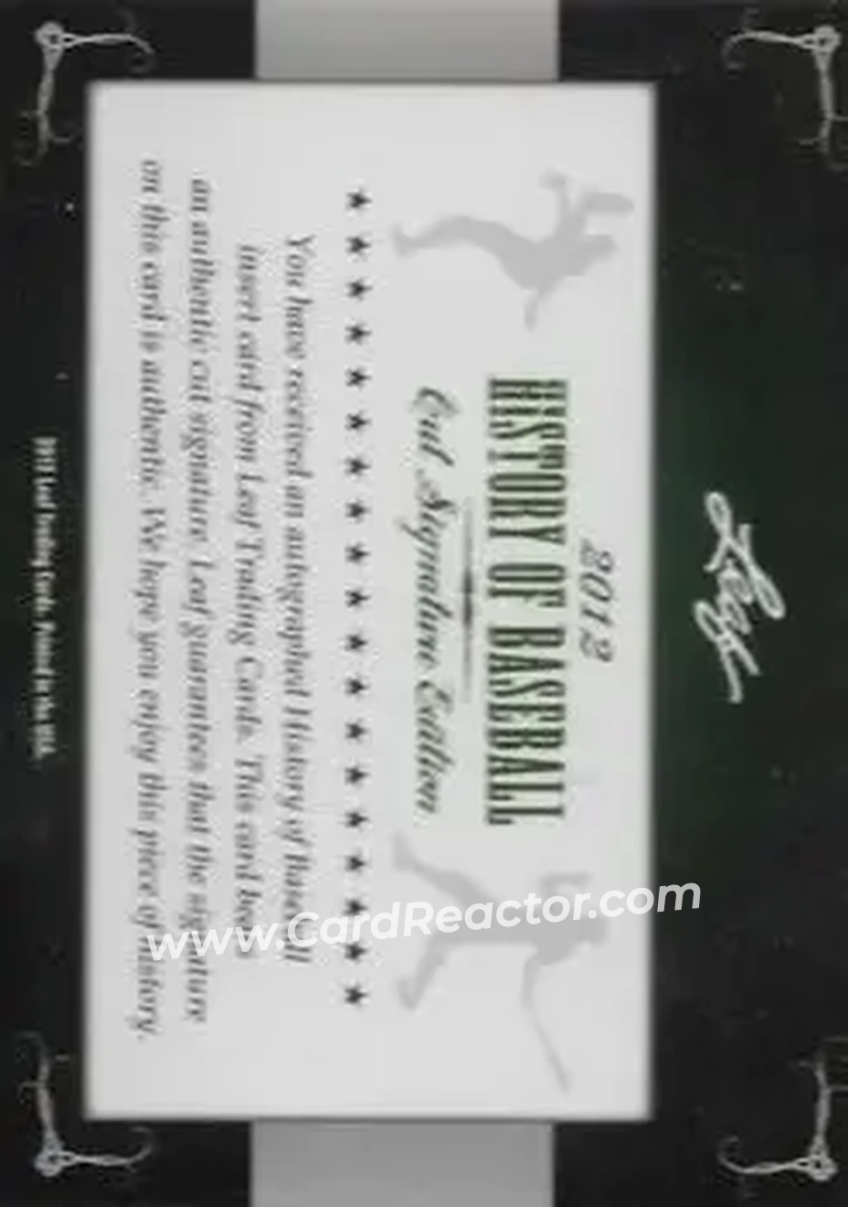 2012 Leaf Cut Signature History of Baseball #NNO - Rick Monday - Back