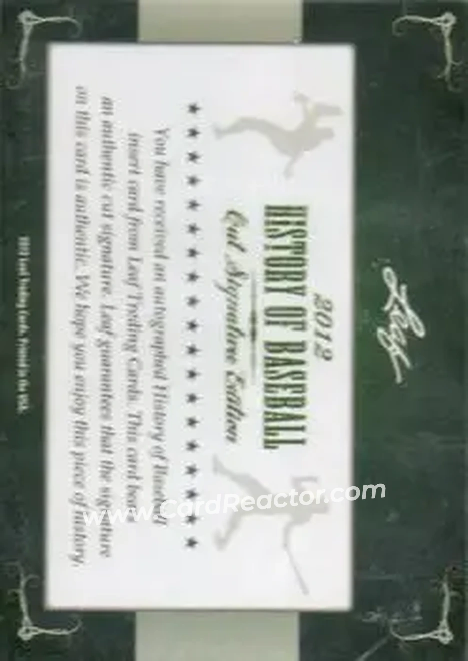 2012 Leaf Cut Signature History of Baseball #NNO - Wally Moon - Back