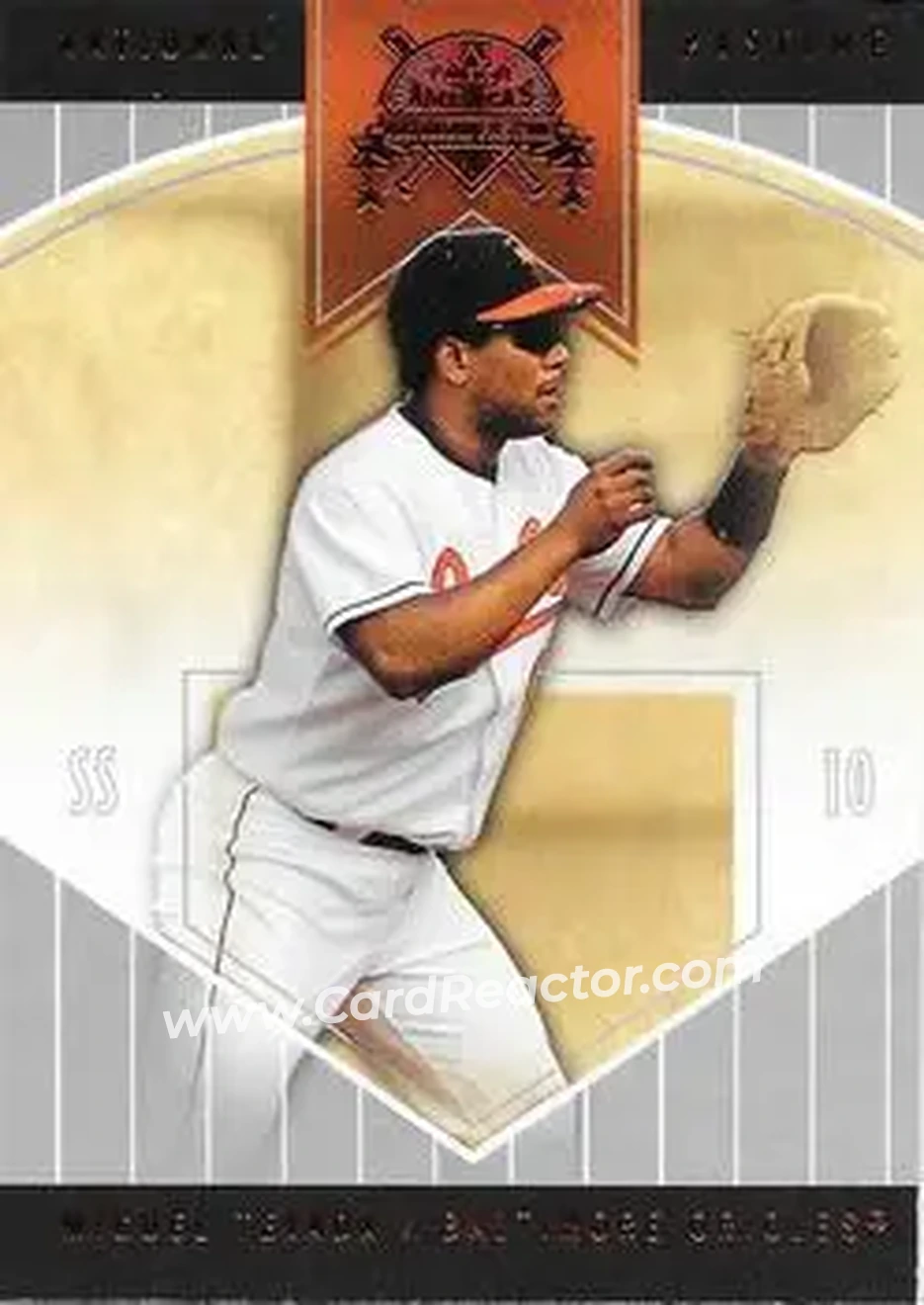 2004 Fleer National Pastime - Red Foil #8 - Miguel Tejada - Baltimore Orioles - Front 2004 Fleer National Pastime - Red Foil #8 - Miguel Tejada - Baltimore Orioles - Front