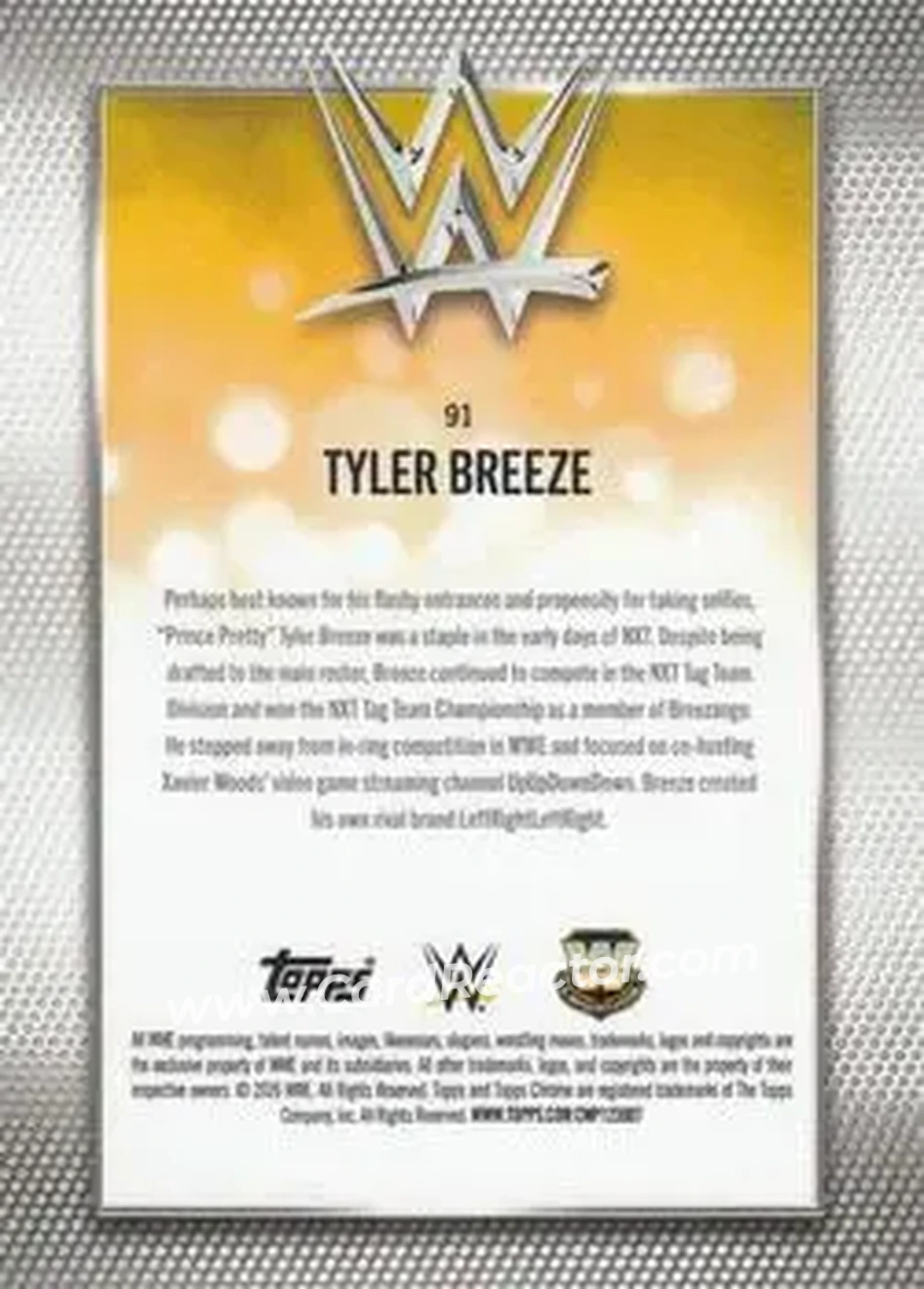 2026 Topps Chrome Sapphire Edition WWE - Orange #91 - Tyler Breeze - Back