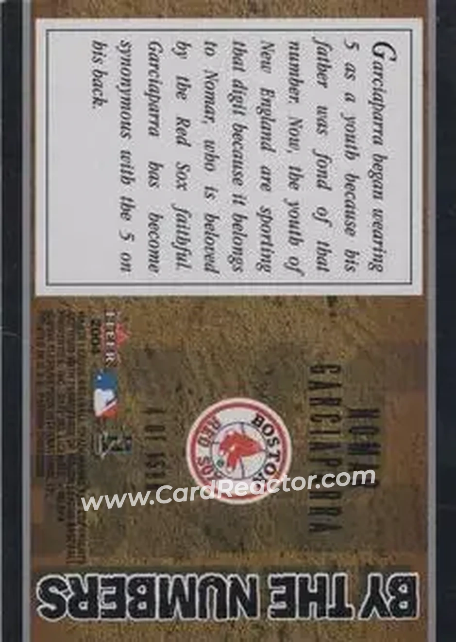 2004 Fleer Patchworks - By the Numbers #4BN - Nomar Garciaparra - Boston Red Sox - Back