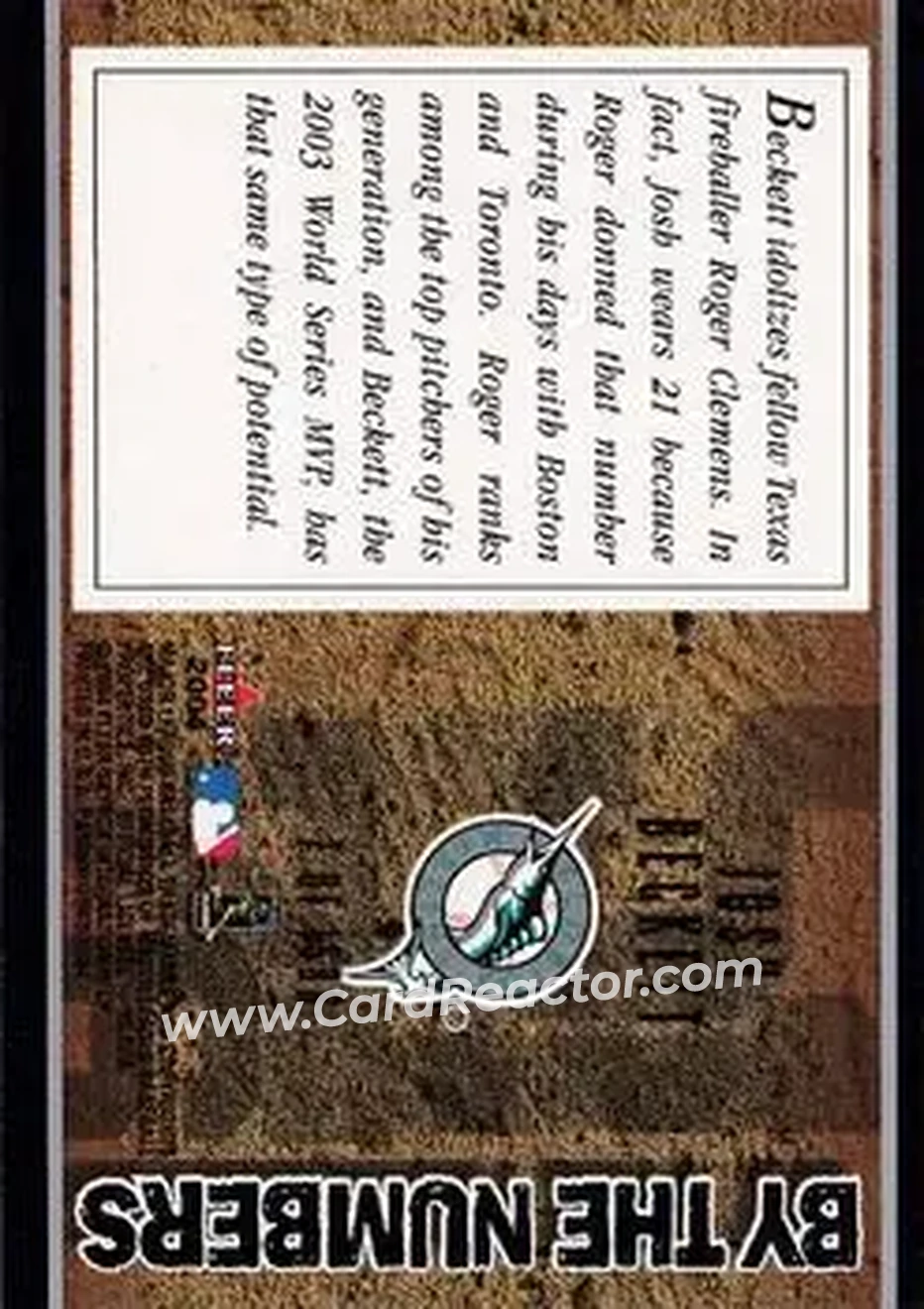 2004 Fleer Patchworks - By the Numbers #7BN - Josh Beckett - Florida Marlins - Back 2004 Fleer Patchworks - By the Numbers #7BN - Josh Beckett - Florida Marlins - Back