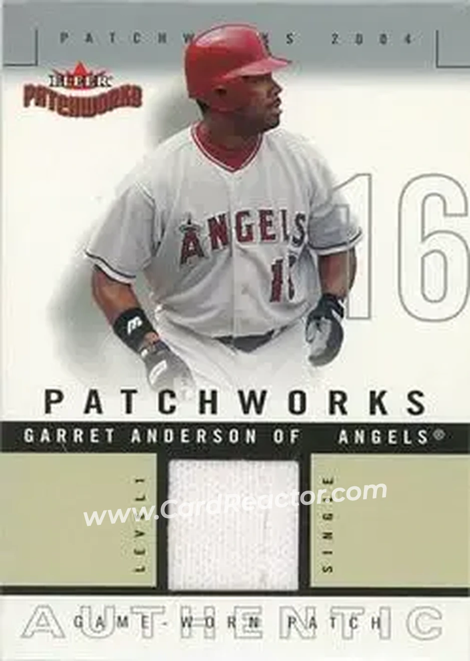2004 Fleer Patchworks - Game Used Level 1 #PW-GA - Garret Anderson - Anaheim Angels - Front 2004 Fleer Patchworks - Game Used Level 1 #PW-GA - Garret Anderson - Anaheim Angels - Front