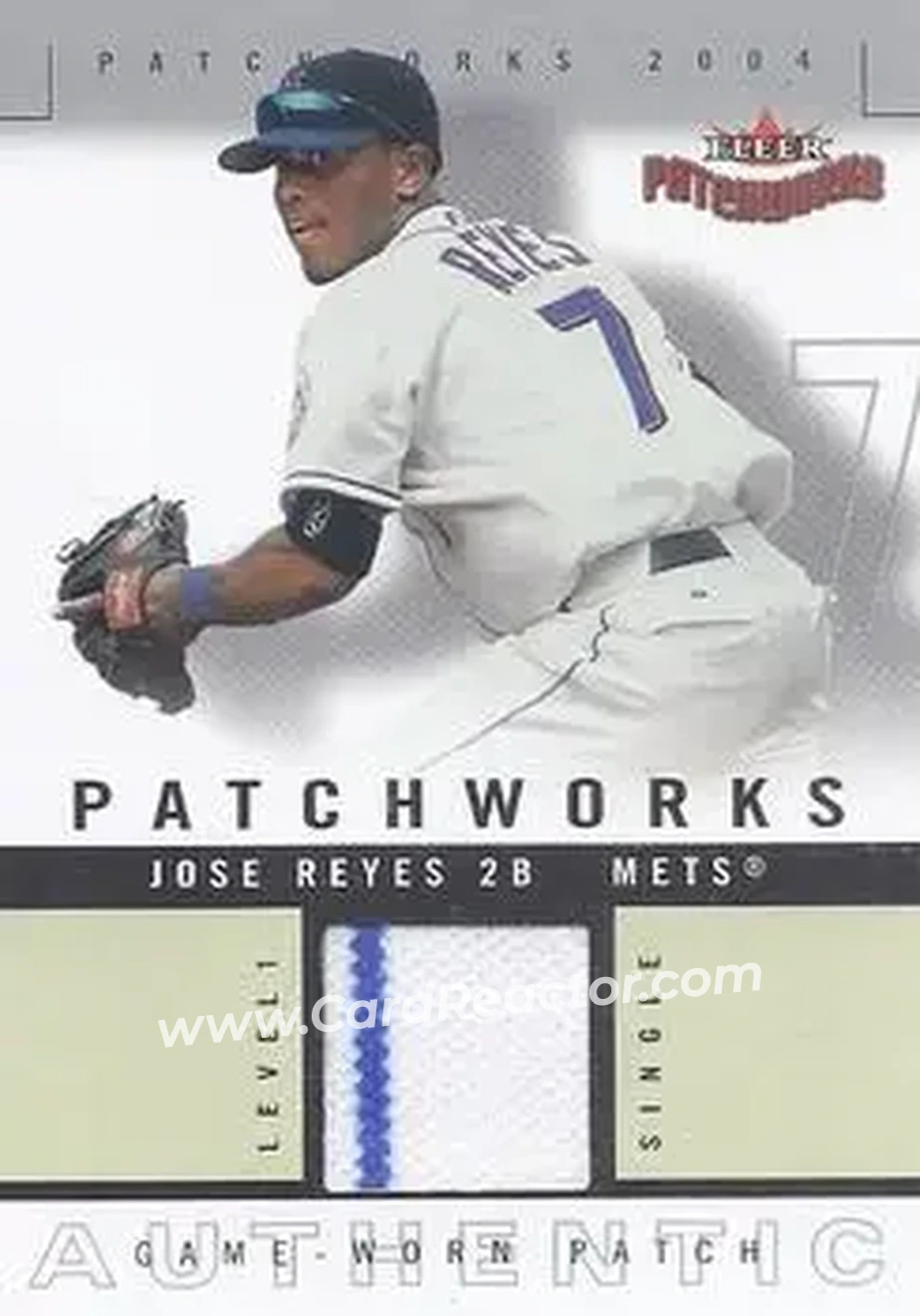 2004 Fleer Patchworks - Game Used Level 1 #PW-JR - Jose Reyes - New York Mets - Front 2004 Fleer Patchworks - Game Used Level 1 #PW-JR - Jose Reyes - New York Mets - Front