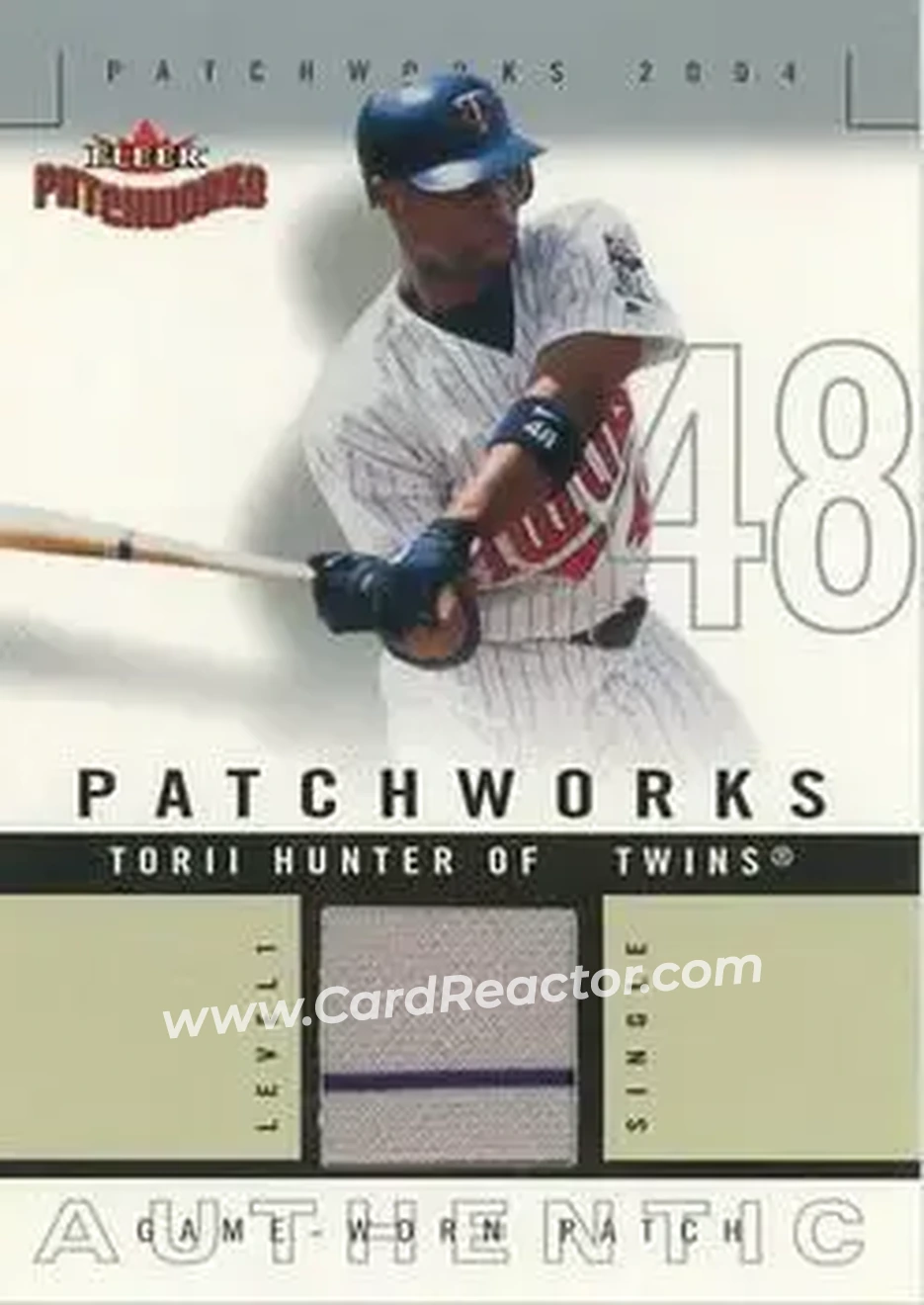 2004 Fleer Patchworks - Game Used Level 1 #PW-TH - Torii Hunter - Minnesota Twins - Front 2004 Fleer Patchworks - Game Used Level 1 #PW-TH - Torii Hunter - Minnesota Twins - Front