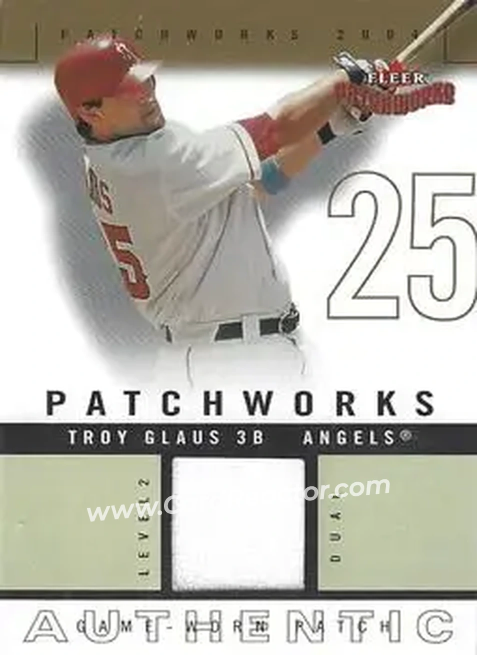 2004 Fleer Patchworks - Game Used Level 2 #PW-TG - Troy Glaus - Anaheim Angels - Front 2004 Fleer Patchworks - Game Used Level 2 #PW-TG - Troy Glaus - Anaheim Angels - Front
