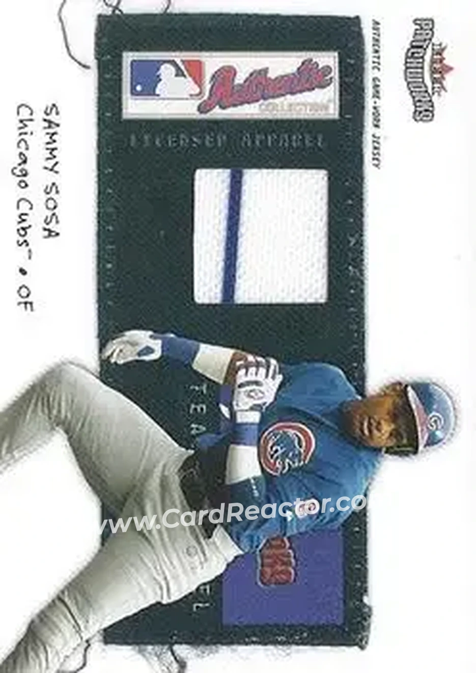2004 Fleer Patchworks - Licensed Apparel #LA-SS - Sammy Sosa - Chicago Cubs - Front 2004 Fleer Patchworks - Licensed Apparel #LA-SS - Sammy Sosa - Chicago Cubs - Front