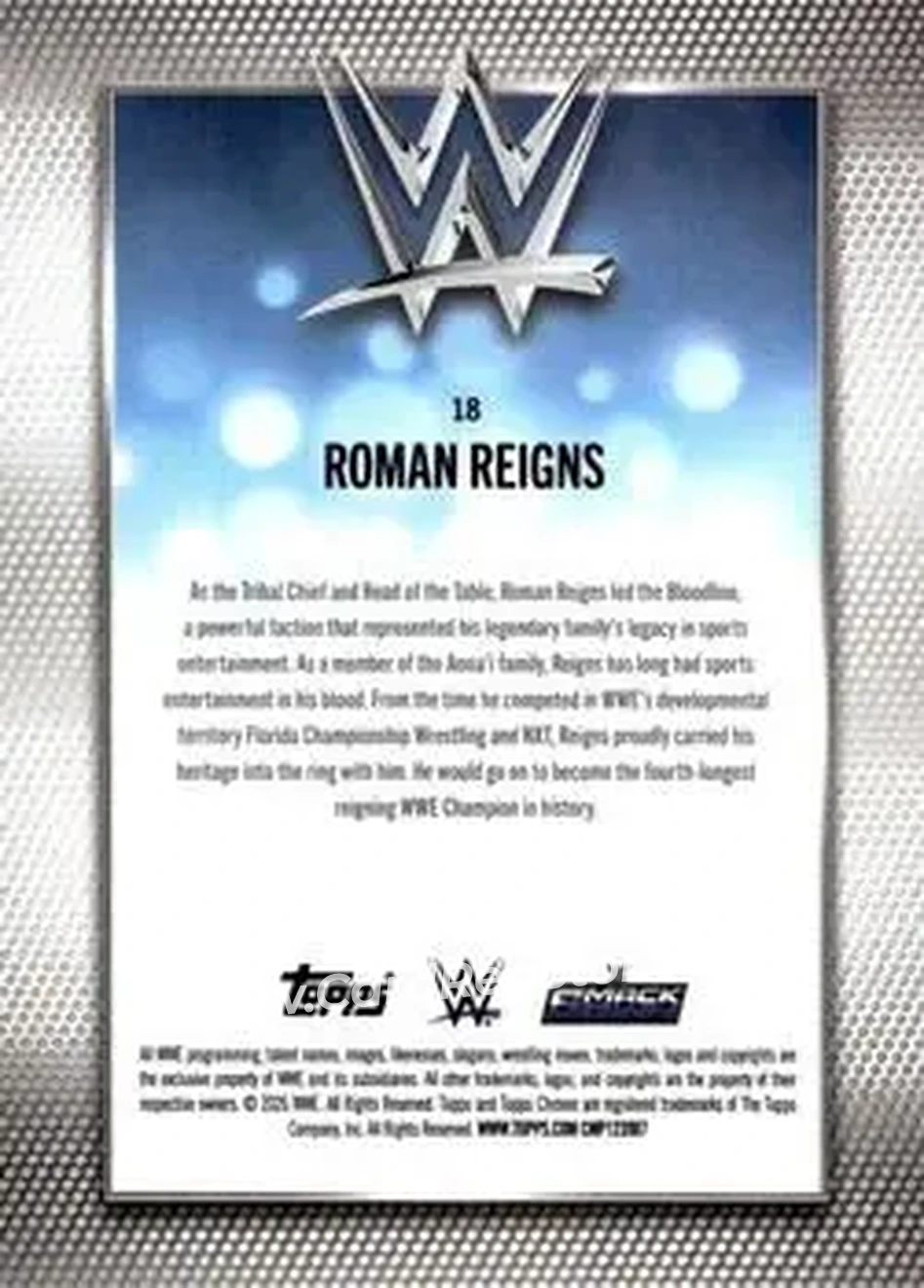 2026 Topps Chrome Sapphire Edition WWE - Black #18 - Roman Reigns - Back