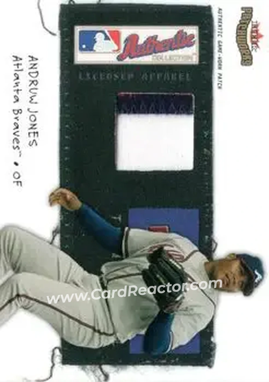 2004 Fleer Patchworks - Licensed Apparel Team Name #LA-AJ - Andruw Jones - Atlanta Braves - Front 2004 Fleer Patchworks - Licensed Apparel Team Name #LA-AJ - Andruw Jones - Atlanta Braves - Front