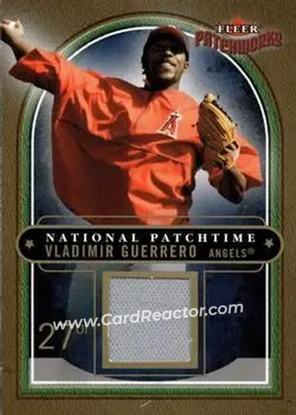 2004 Fleer Patchworks - National Patchtime Gold #NP/VG - Vladimir Guerrero - Anaheim Angels - Front 2004 Fleer Patchworks - National Patchtime Gold #NP/VG - Vladimir Guerrero - Anaheim Angels - Front