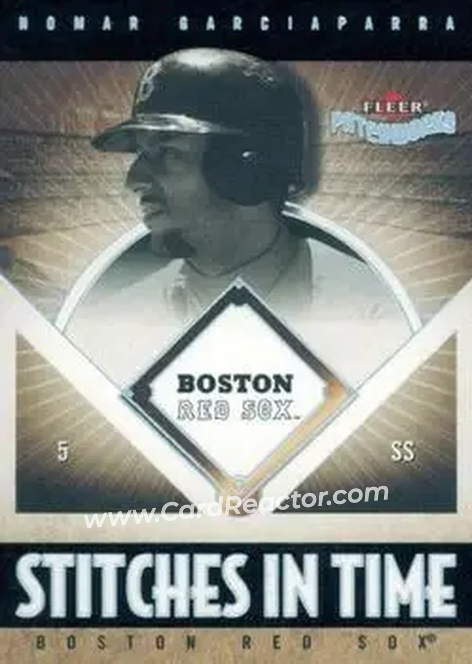 2004 Fleer Patchworks - Stitches in Time #4 ST - Nomar Garciaparra - Boston Red Sox - Front 2004 Fleer Patchworks - Stitches in Time #4 ST - Nomar Garciaparra - Boston Red Sox - Front