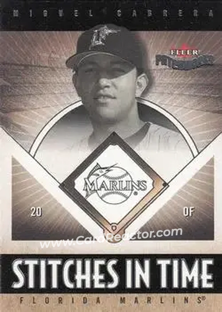 2004 Fleer Patchworks - Stitches in Time #14 ST - Miguel Cabrera - Florida Marlins - Front 2004 Fleer Patchworks - Stitches in Time #14 ST - Miguel Cabrera - Florida Marlins - Front
