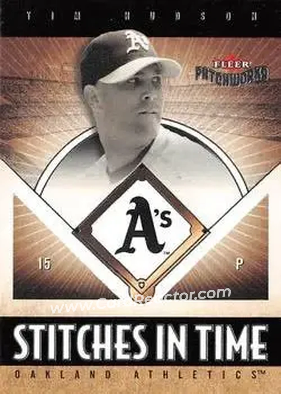 2004 Fleer Patchworks - Stitches in Time #18 ST - Tim Hudson - Oakland Athletics - Front 2004 Fleer Patchworks - Stitches in Time #18 ST - Tim Hudson - Oakland Athletics - Front