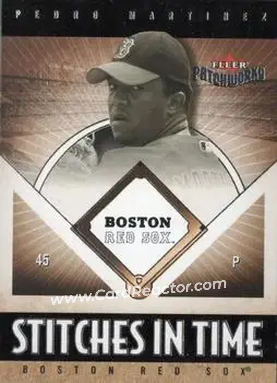2004 Fleer Patchworks - Stitches in Time #23 ST - Pedro Martinez - Boston Red Sox - Front 2004 Fleer Patchworks - Stitches in Time #23 ST - Pedro Martinez - Boston Red Sox - Front