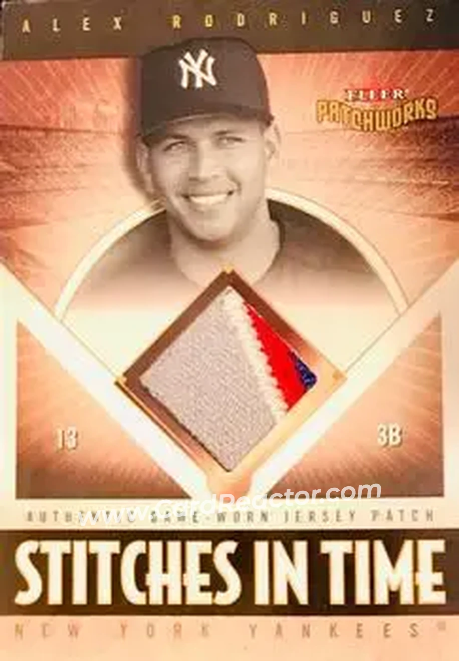 2004 Fleer Patchworks - Stitches in Time Patch #ST-AR - Alex Rodriguez - New York Yankees - Front 2004 Fleer Patchworks - Stitches in Time Patch #ST-AR - Alex Rodriguez - New York Yankees - Front