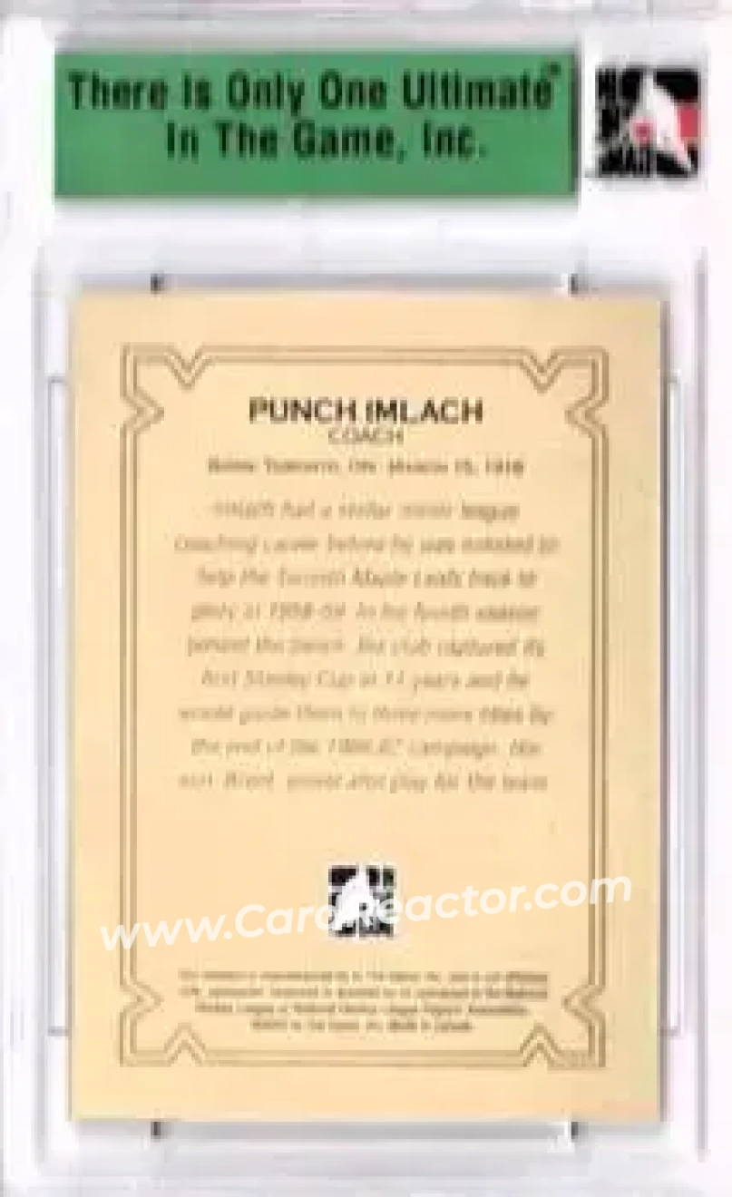2006-07 In The Game Ultimate Memorabilia #NNO - Punch Imlach - Toronto Maple Leafs - Back