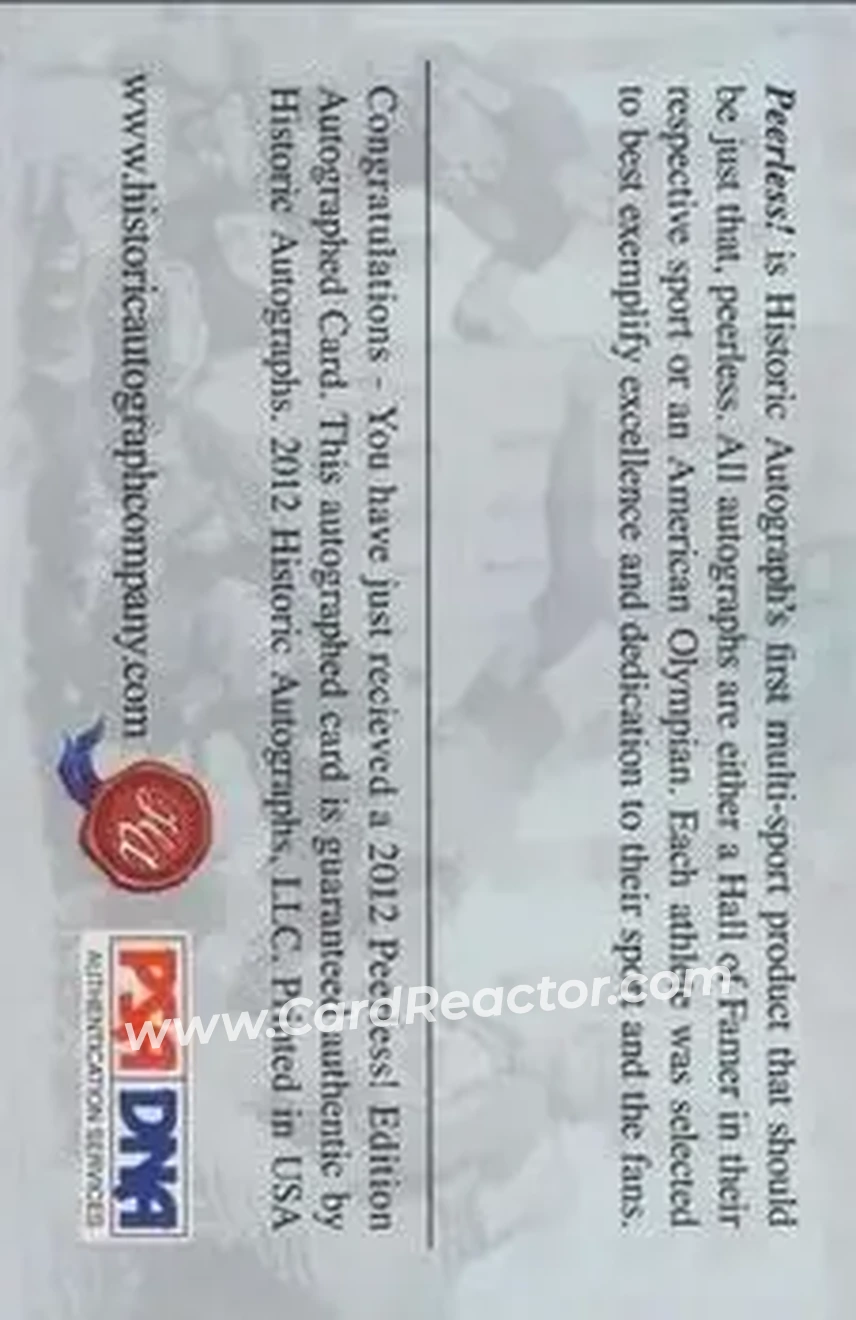 2012 Historic Autographs Peerless Edition #NNO - Joe Montana - Back