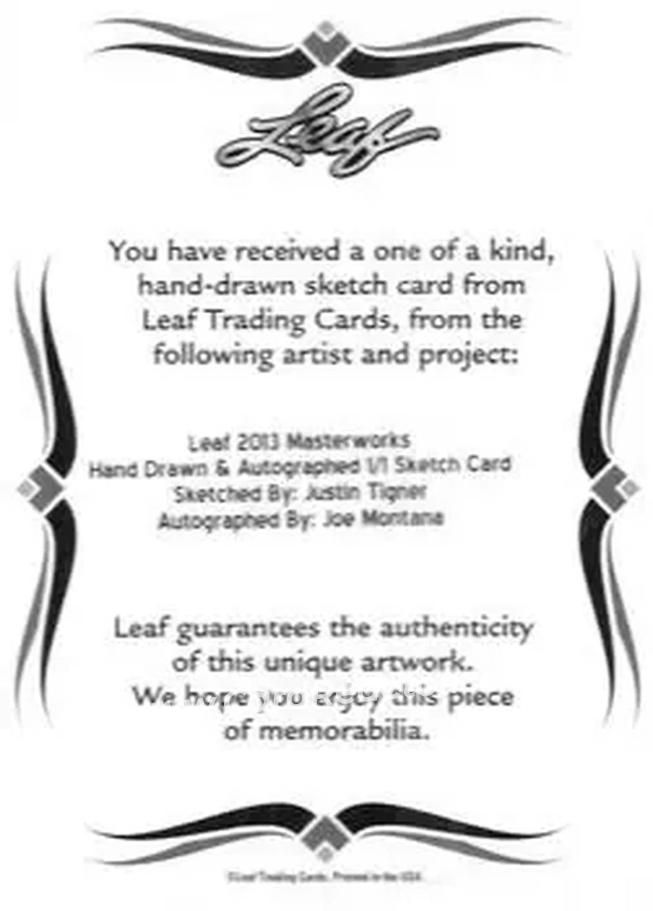 2013 Leaf Masterworks #NNO - Joe Montana - Back