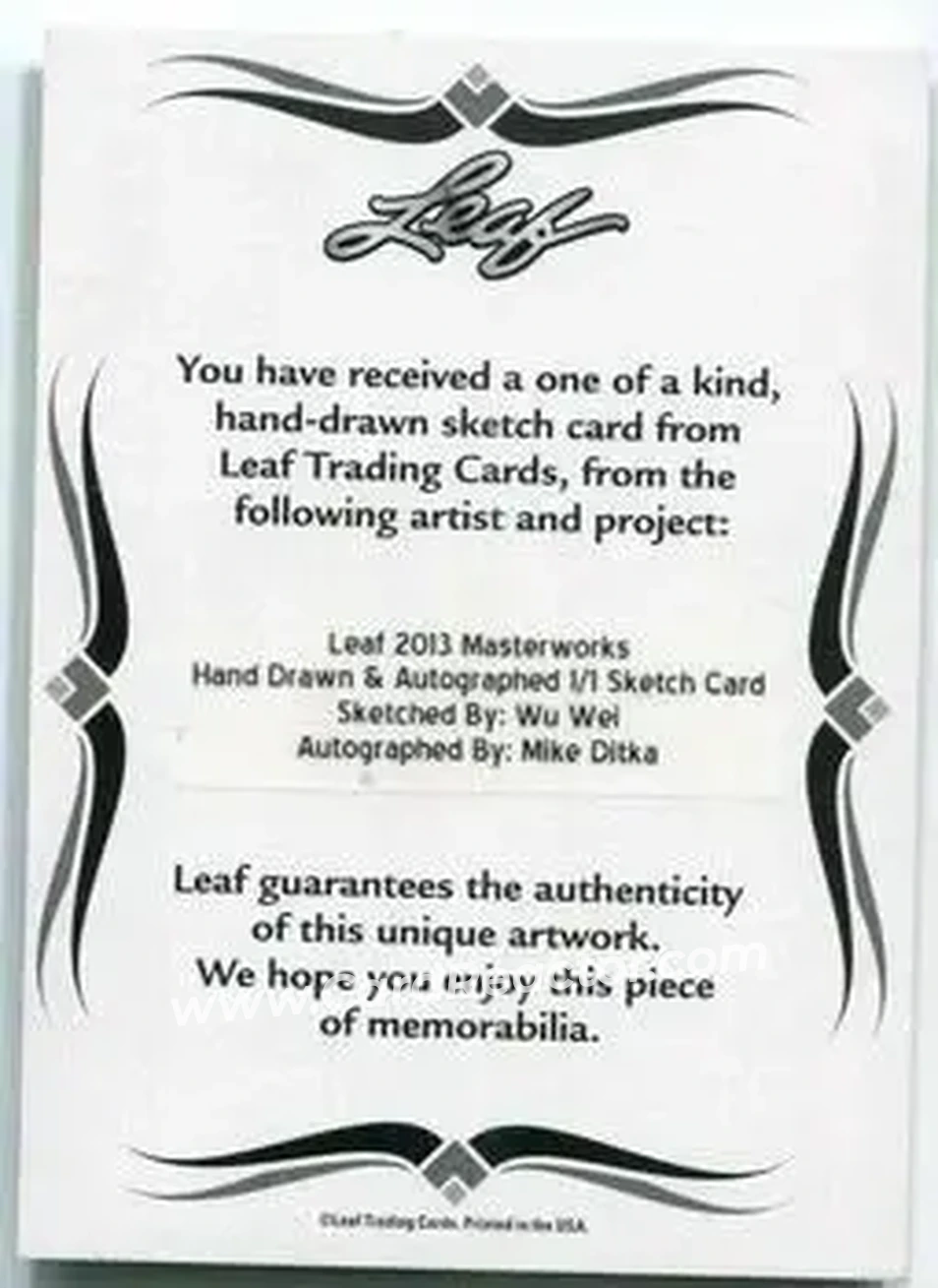 2013 Leaf Masterworks #NNO - Mike Ditka - Back