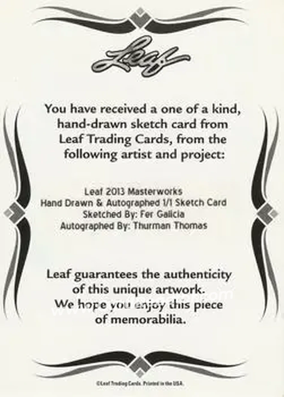 2013 Leaf Masterworks #NNO - Thurman Thomas - Back