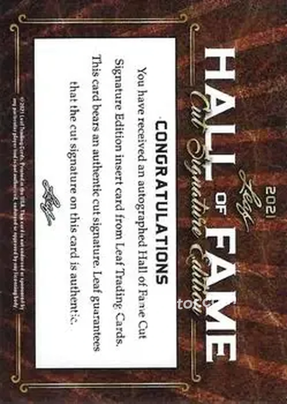 2021 Leaf Hall of Fame Cut Signature Edition #NNO - Phil Niekro - Back