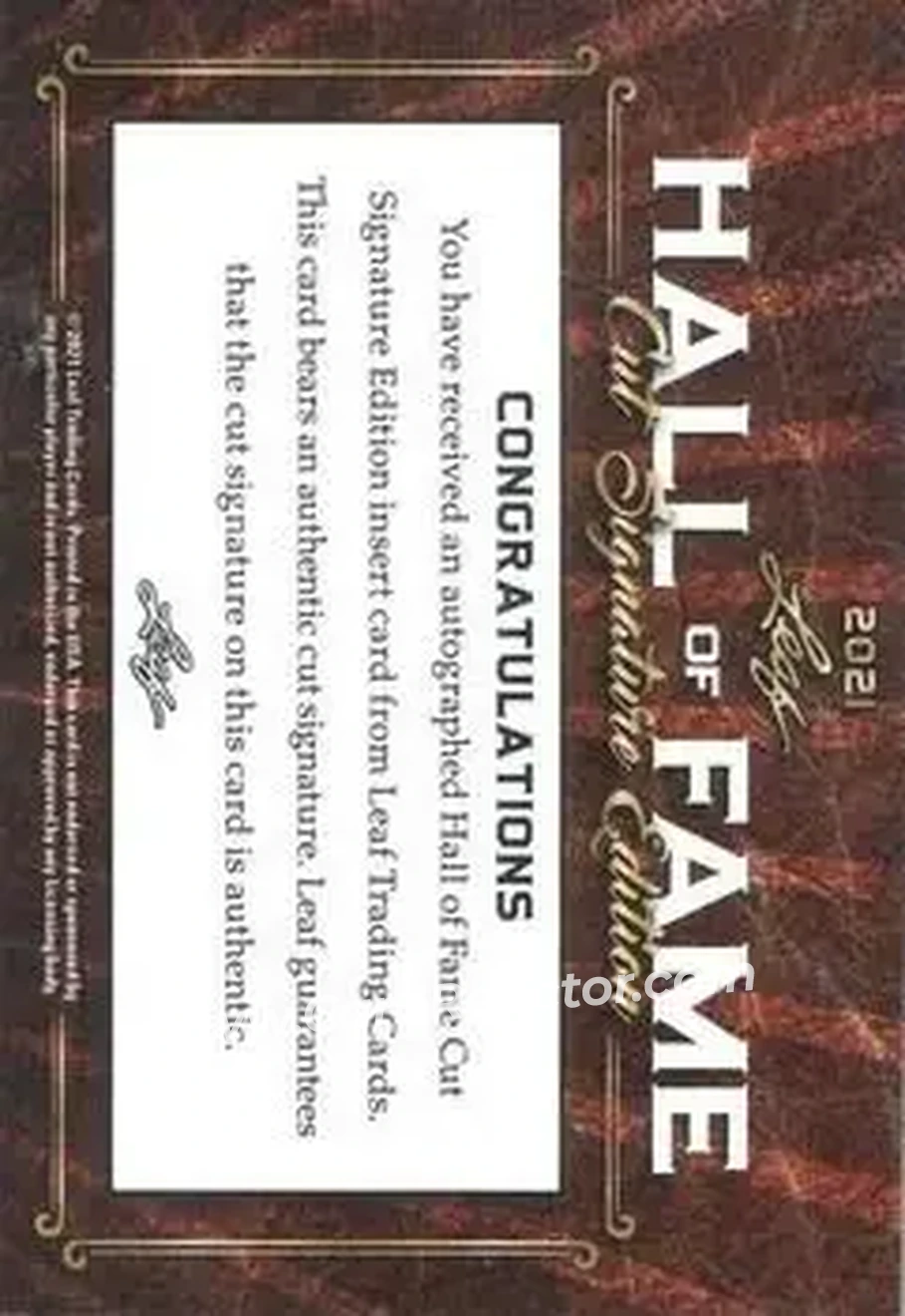 2021 Leaf Hall of Fame Cut Signature Edition #NNO - Pierre Pilote - Back