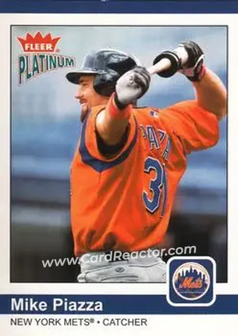 2004 Fleer Platinum #28 - Mike Piazza - New York Mets - Front 2004 Fleer Platinum #28 - Mike Piazza - New York Mets - Front
