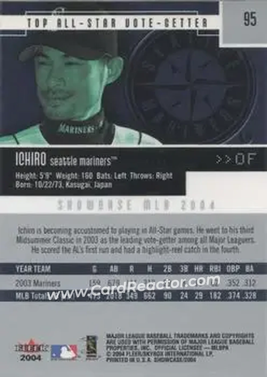 2004 Fleer Showcase #95 - Ichiro - Seattle Mariners - Back 2004 Fleer Showcase #95 - Ichiro - Seattle Mariners - Back