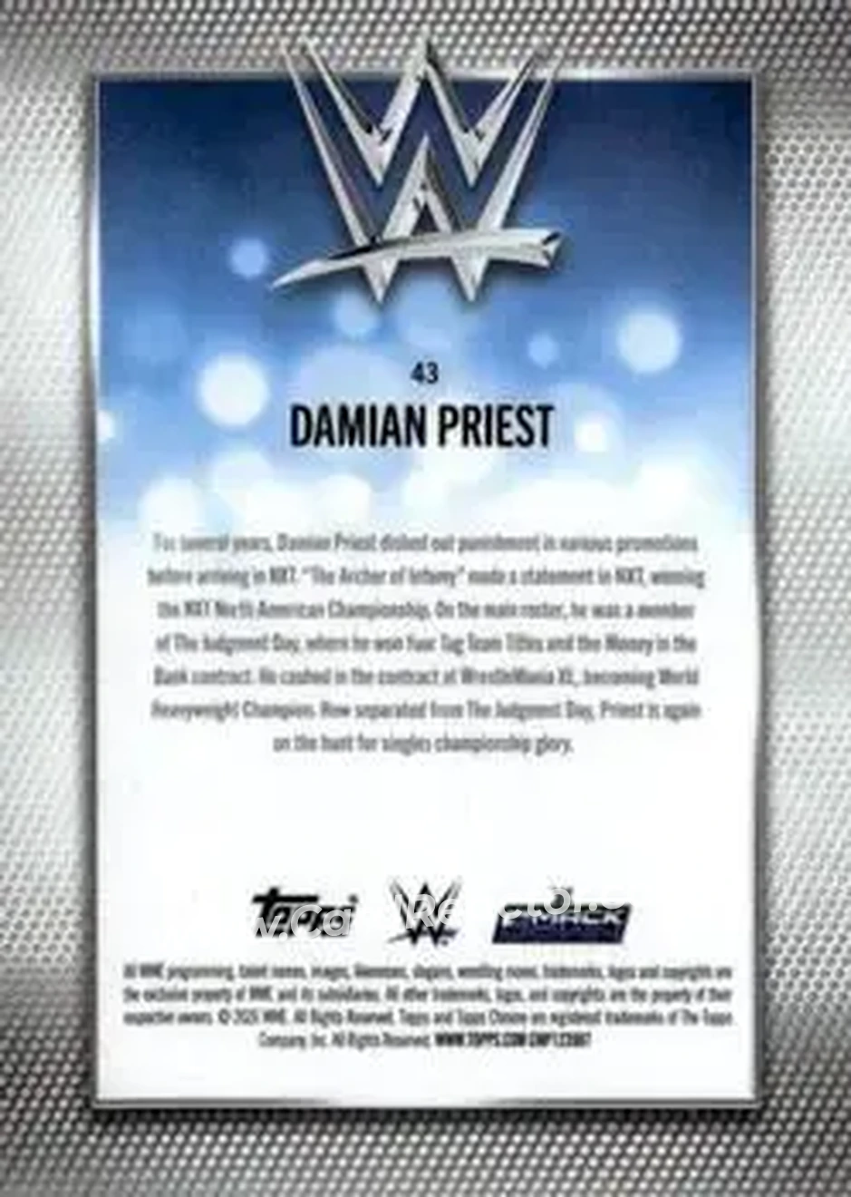 2026 Topps Chrome Sapphire Edition WWE - Padparadscha #43 - Damian Priest - Back 2026 Topps Chrome Sapphire Edition WWE - Padparadscha #43 - Damian Priest - Back