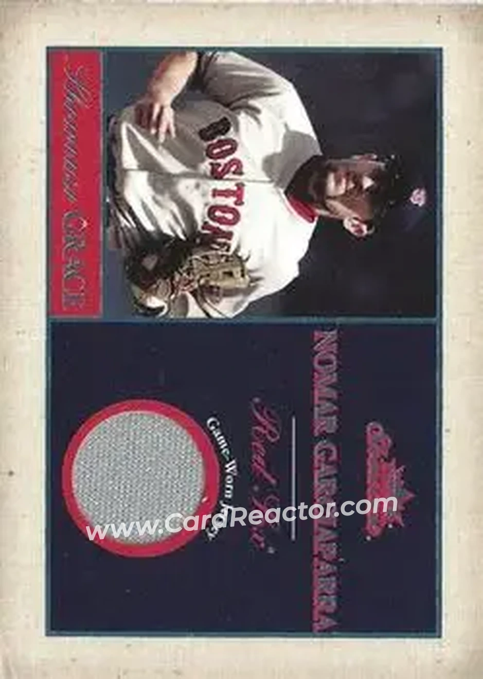 2004 Fleer Showcase - Showcase Grace Game-Worn Reward #SG-NG - Nomar Garciaparra - Boston Red Sox - Front 2004 Fleer Showcase - Showcase Grace Game-Worn Reward #SG-NG - Nomar Garciaparra - Boston Red Sox - Front