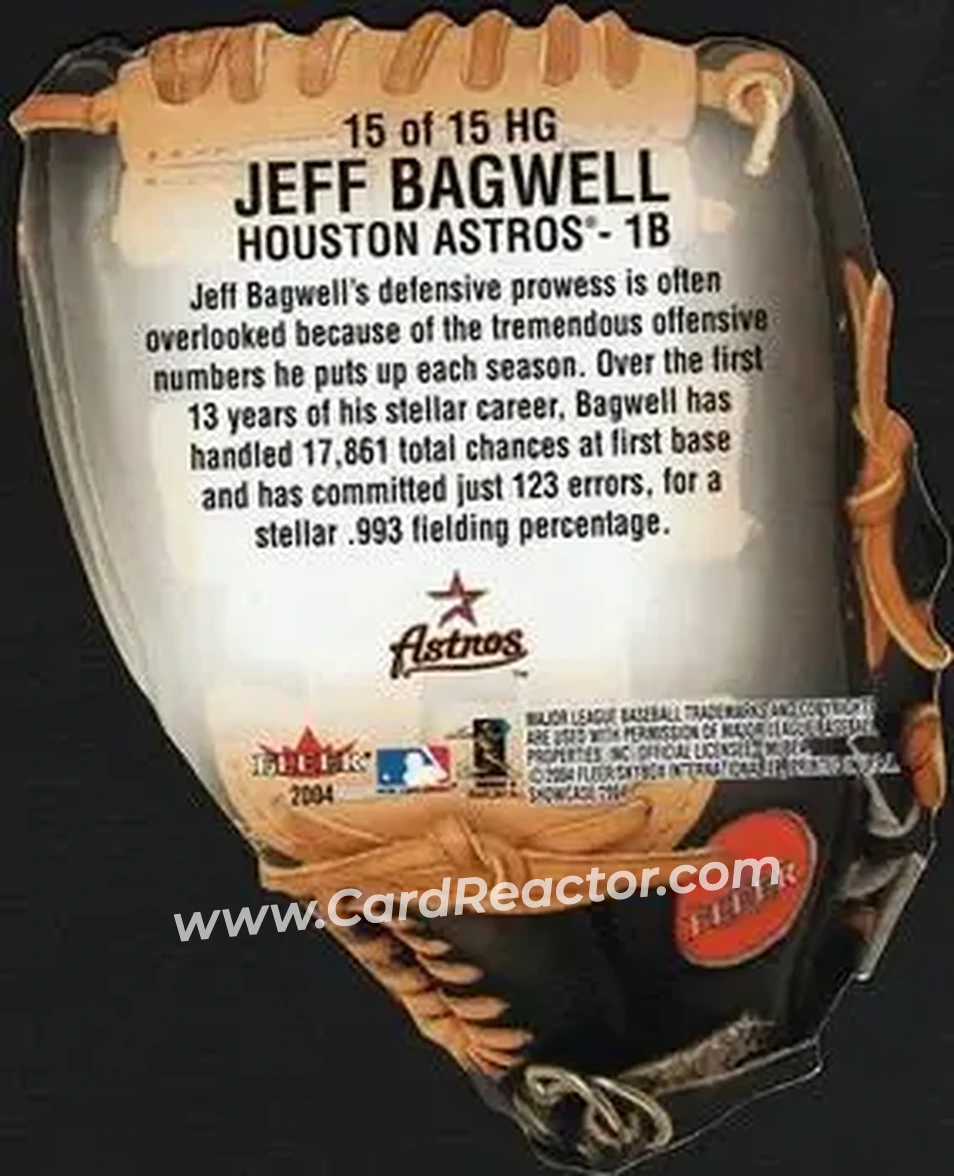 2004 Fleer Showcase - Hot Gloves #15 HG - Jeff Bagwell - Houston Astros - Back