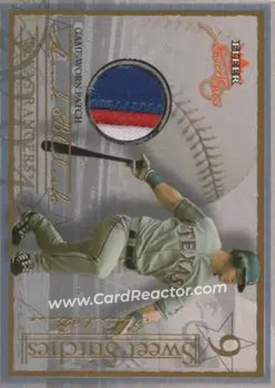 2004 Fleer Sweet Sigs - Sweet Stitches Patch Gold #ST-HB - Hank Blalock - Texas Rangers - Front 2004 Fleer Sweet Sigs - Sweet Stitches Patch Gold #ST-HB - Hank Blalock - Texas Rangers - Front