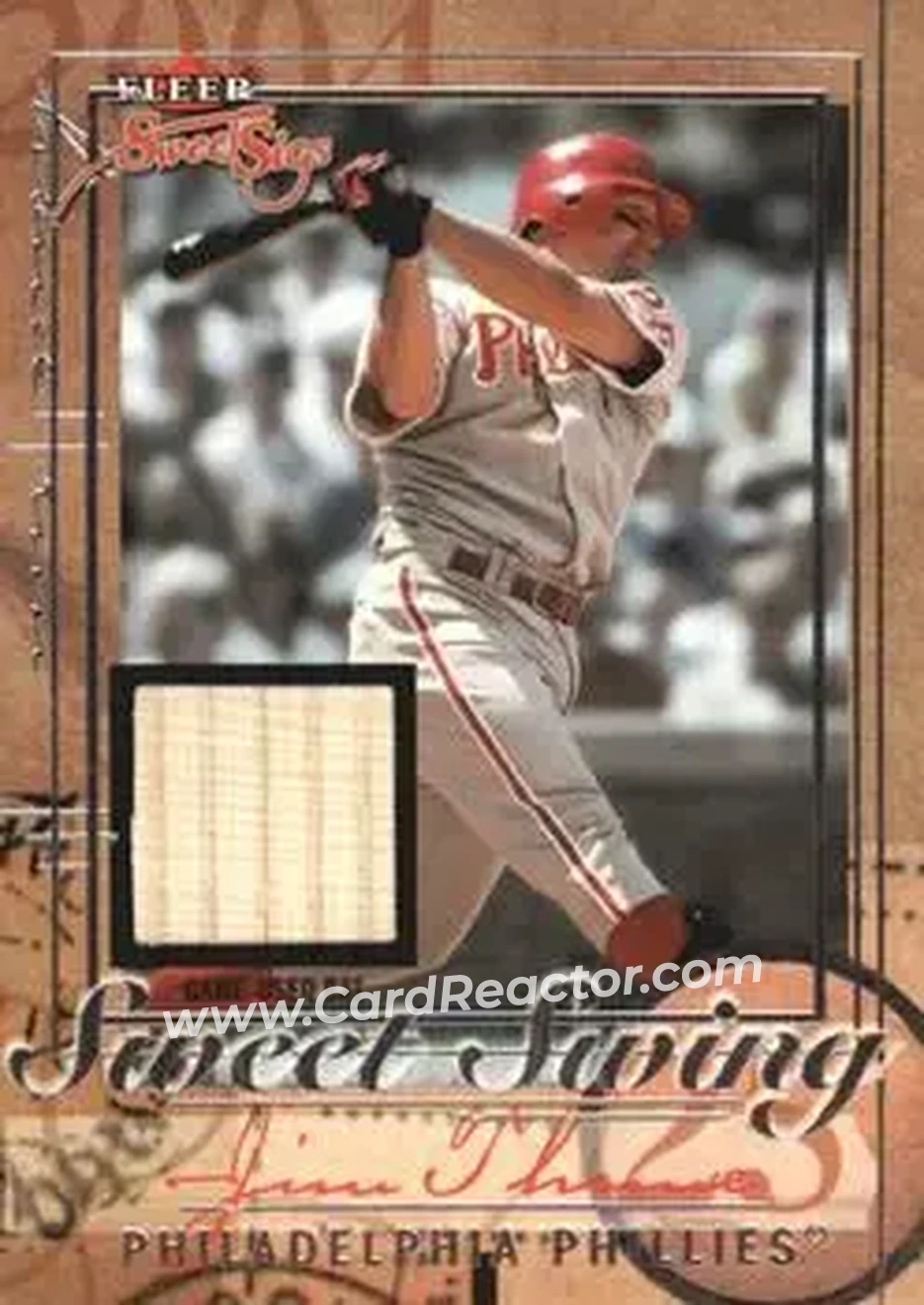 2004 Fleer Sweet Sigs - Sweet Swing Bat Silver #SS/JT - Jim Thome - Philadelphia Phillies - Front