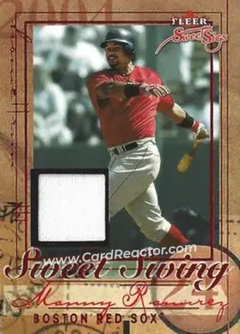 2004 Fleer Sweet Sigs - Sweet Swing Jersey Red #SS/MR - Manny Ramirez - Boston Red Sox - Front 2004 Fleer Sweet Sigs - Sweet Swing Jersey Red #SS/MR - Manny Ramirez - Boston Red Sox - Front