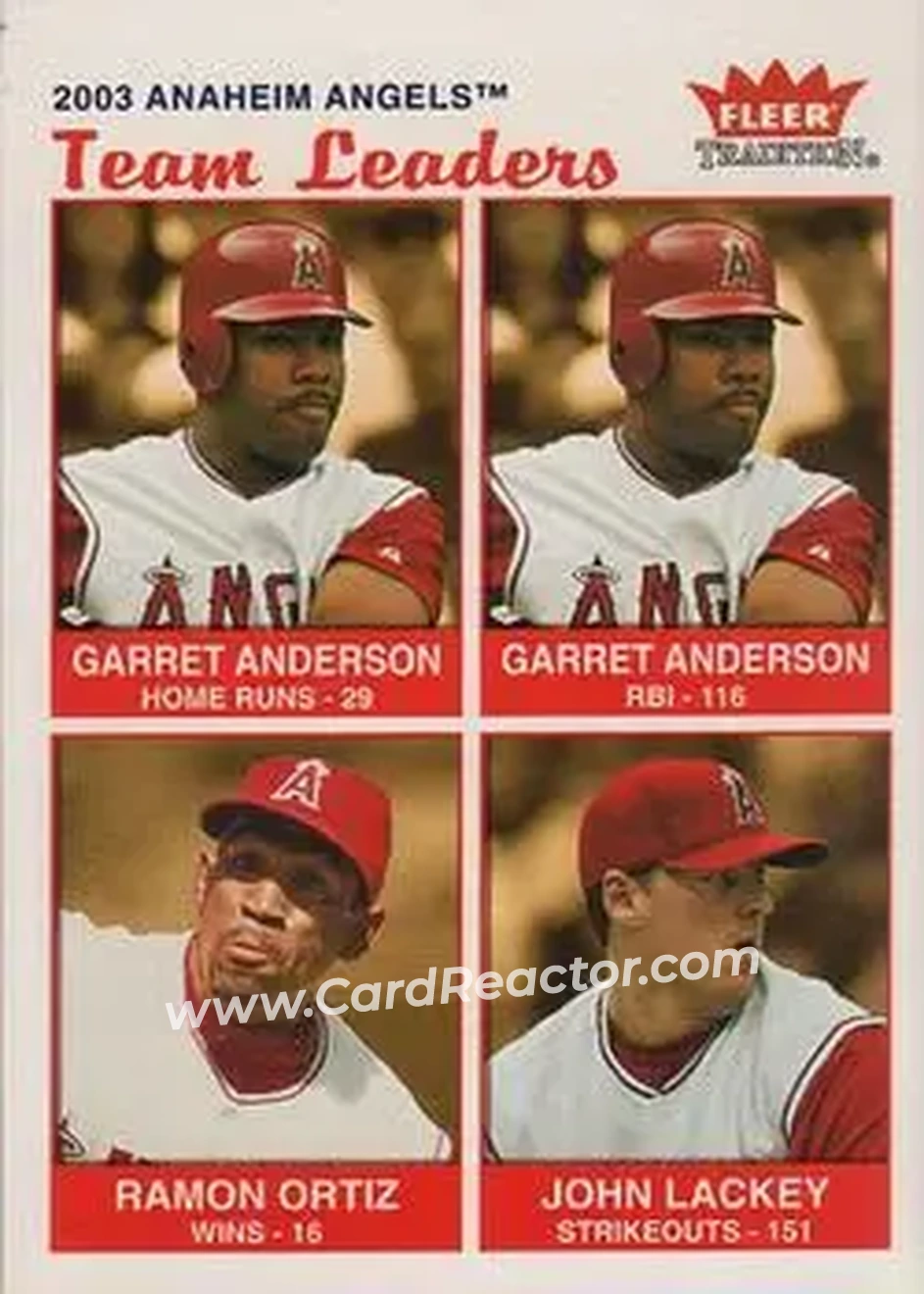 2004 Fleer Tradition #11 - Garret Anderson - Ramon Ortiz - John Lackey - Anaheim Angels - Front