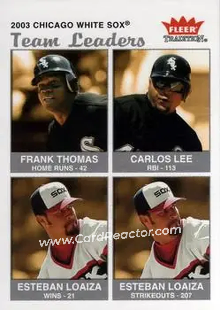 2004 Fleer Tradition #17 - Frank Thomas - Carlos Lee - Esteban Loaiza - Chicago White Sox - Front