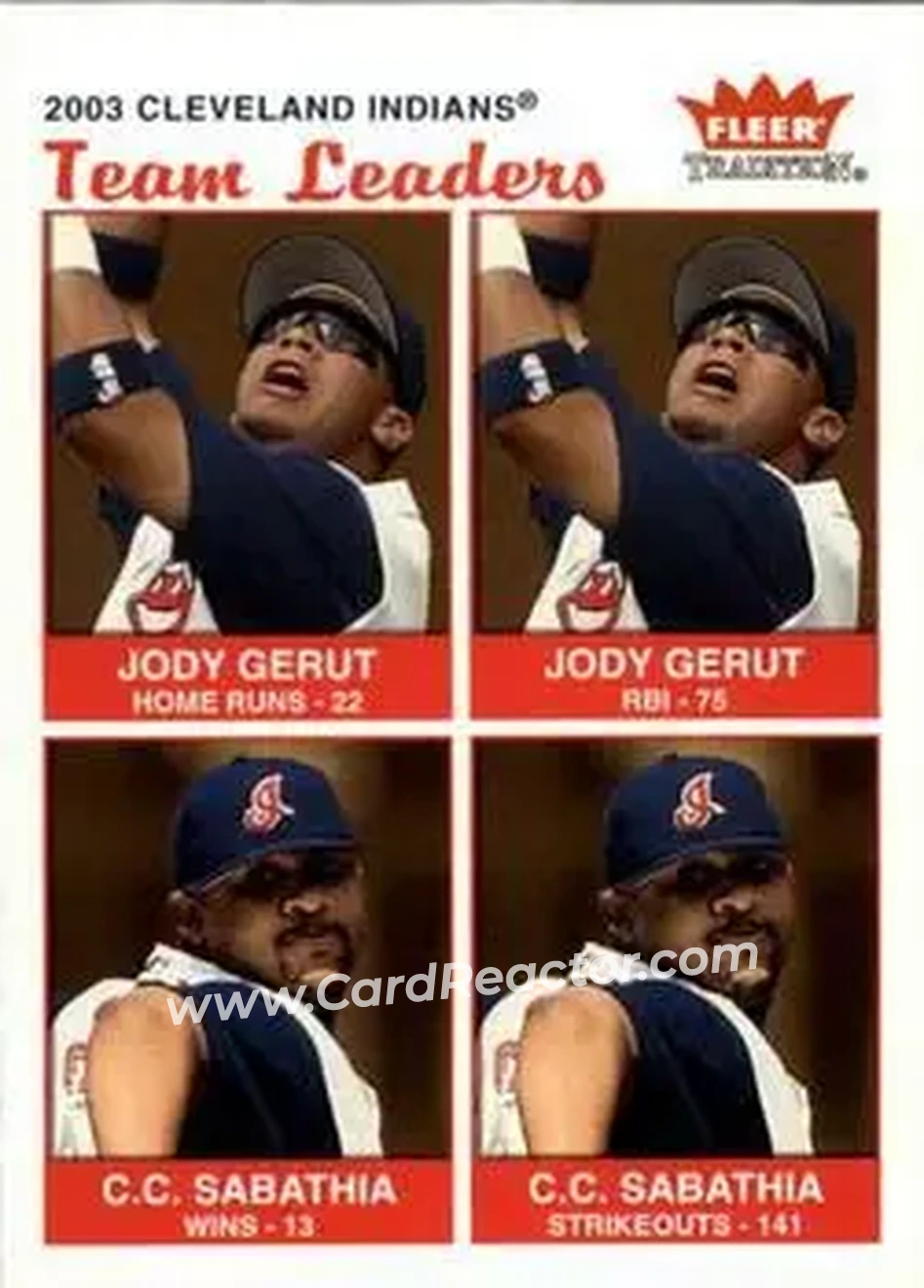 2004 Fleer Tradition #19 - Jody Gerut - C.C. Sabathia - Cleveland Indians - Front
