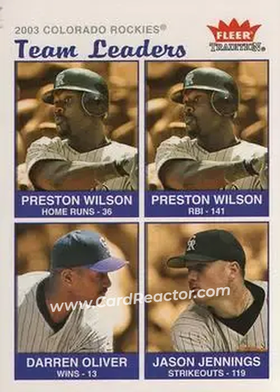 2004 Fleer Tradition #20 - Preston Wilson - Darren Oliver - Jason Jennings - Colorado Rockies - Front