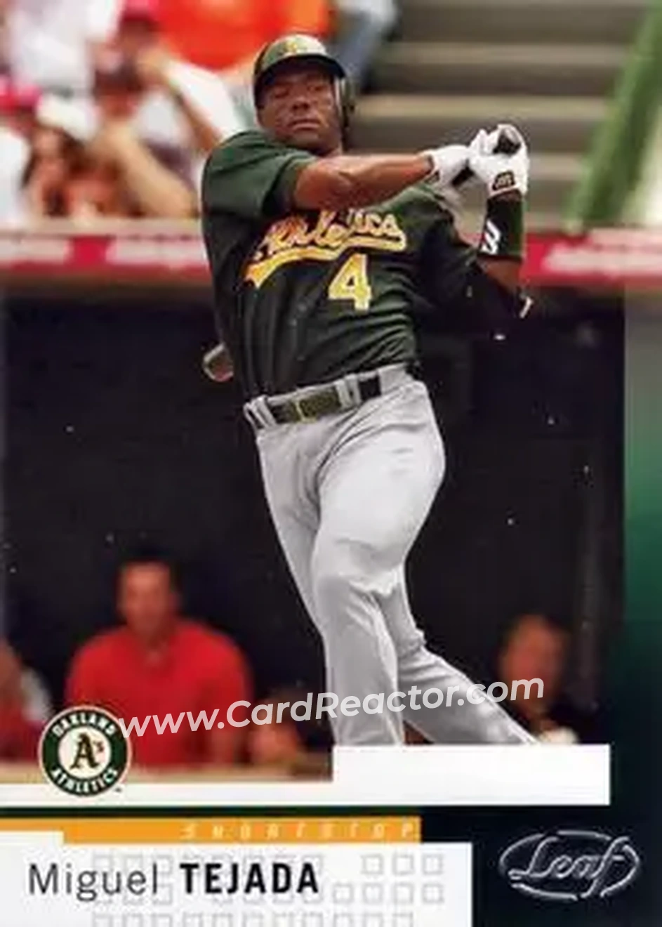 2004 Leaf #68 - Miguel Tejada - Oakland Athletics - Front 2004 Leaf #68 - Miguel Tejada - Oakland Athletics - Front