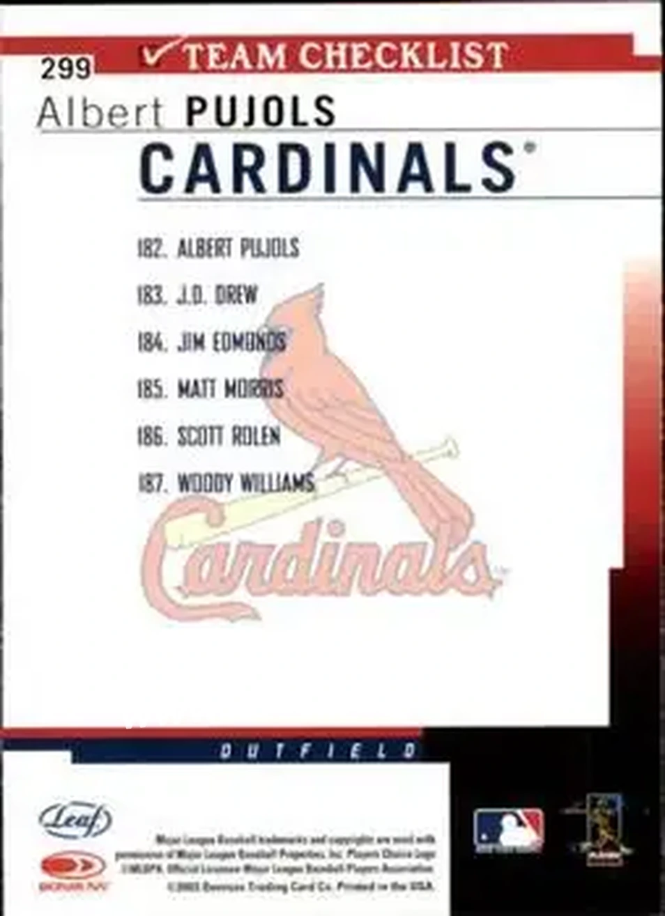 2004 Leaf #299 - Albert Pujols - St. Louis Cardinals - Back 2004 Leaf #299 - Albert Pujols - St. Louis Cardinals - Back