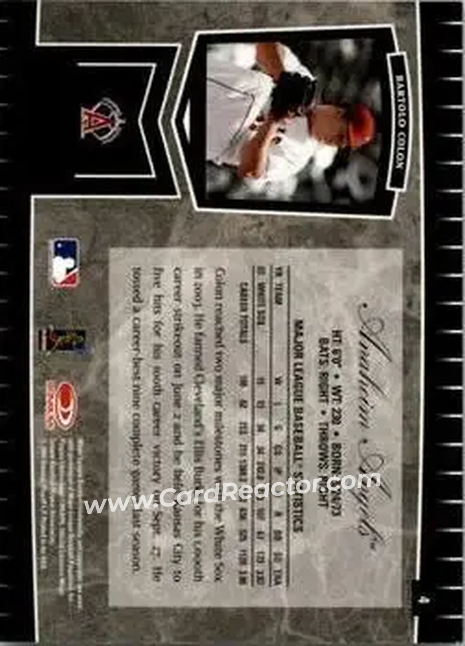2004 Leaf Certified Cuts #4 - Bartolo Colon - Anaheim Angels - Back 2004 Leaf Certified Cuts #4 - Bartolo Colon - Anaheim Angels - Back