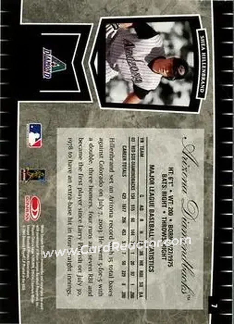 2004 Leaf Certified Cuts #7 - Shea Hillenbrand - Arizona Diamondbacks - Back