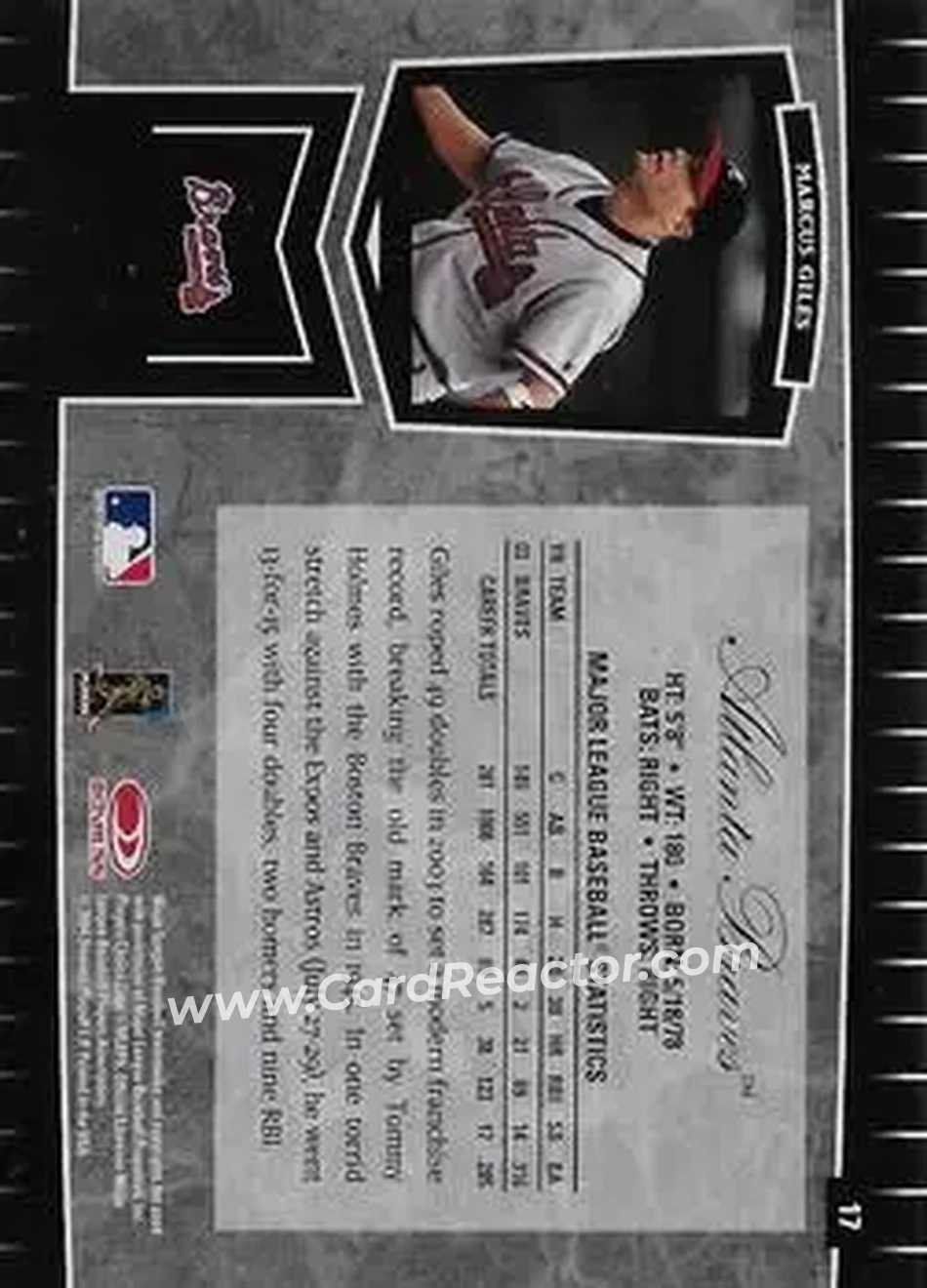 2004 Leaf Certified Cuts #17 - Marcus Giles - Atlanta Braves - Back